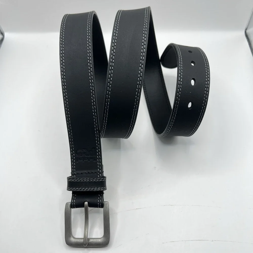 Timberland Pro Full Grain Leather Belt 46 Black Contrast Stitching Workwear